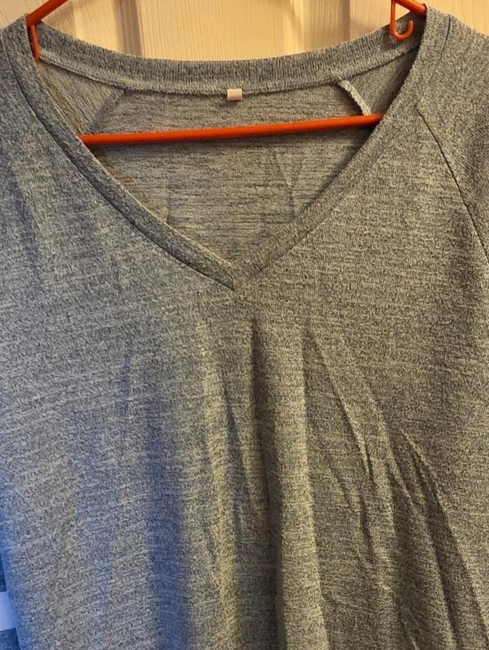 Women's V-Neck Heather Gray Blue Top